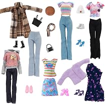 Lot 15 Vêtements Et Accessoires Pour Poupées 11,5 Pouces – 6 Robes, Chaussures, Sac, Chapeau, Bijoux – Cadeau Mode Enfant