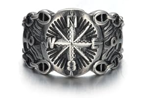 GTHIC – bague boussole de Pirate Viking en acier inoxydable pour hommes, Vintage, ancre de la Marine du nord, bague de motard, amulette de marin, bijoux taille 5-16