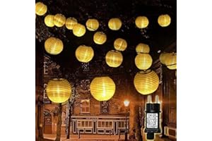 ‎YIFMOO YIFMOO Lampions Lichterkette Außen Wetterfest Strom, 10M 50 LED Laternen mit Timer und Memoryfunktion Lichterkette, 8 Modi Lampion Außen mit Stecker für DekoGarten, Hochzeit, Balkon Deko(Warmweiß)