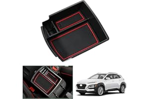‎GAFAT GAFAT Hyunda-i Kona Hybrid/N Line 2017-2022 2023 Mittelkonsole Aufbewahrungsbox, Kona Armlehne Organizer Tray Mittelarmlehne Handschuhfach [Nicht für Elektro EV und Neu 2024+] (Rot)