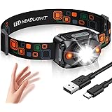 Rolgno Torcia Frontale LED Ricaricabile, [Ultra Luminosa] Lampada Frontale con Sensore di Movimento, 6 Modalità di Illuminazi