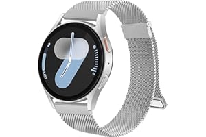 Mugust Bracelet Milanais en Acier Inoxydable Argent, Compatible avec Samsung Galaxy Watch 7 40mm 44mm, FE, 6 Classic 43mm 47mm, 5 Pro 45mm, 4 42mm 46mm, Sangle Magnétique pour Galaxy Watch 7