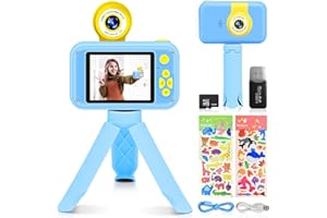 Jirmerp Macchina Fotografica Bambini,2.4 Pollici Fotocamera Digitale Bambina Videocamera con Scheda SD 32 GB 1080P HD Selfie fotocamera Regalo Giocattolo per Bambini