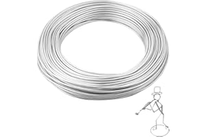 TOPCZY Fil d'Artisanat en Aluminium/Flexible Aluminium Argent/Tricotin Fil d'Artisanat En Aluminium/à Bijoux pour Bricolage pour Sculpture, Modélisme de Vélo, Fabrication de Bijoux, Tissage et Emballage