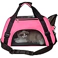 PYKESALY Cat Carrier Dog Carrier Pet Carrier, Airline Approved Soft-Sided Foldable,Puppy Carrier with Breathable Mesh for Small Medium Cats Dogs Rabbit (M, Pink)