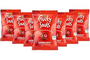 FROOX FruitySouls - Gefriergetrocknete Erdbeeren mit Schokolade | 7er Pack (560g) Erdbeere Vollmilch | Schokolierte Früchte | Gefriergetrocknete Früchte mit Vollmilch-Schokomantel | Schokofrüchte