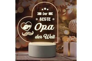Giftasy Opa Geschenk - LED Acryl Nachtlicht Lampe, Sinnvolles Geschenk für Opa, Opa Geschenke Geburtstag, Geburtstagsgeschenk für Opa, Weihnachtsgeschenke für Opa