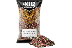 A Kilo of Spices | 4 Colour Mixed Peppercorns Whole Dried 500g (Black, White, Pink, Green) | Black Peppercorns with White, Green, Pink Peppercorns | Multicolour Pepper Mix for Cooking and Seasoning