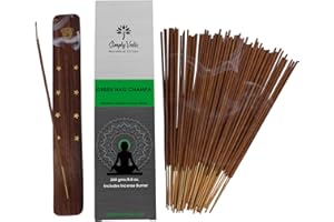 Simply Vedic Green Nag Champa Incense Sticks 250-Grams (Approx 135 Premium Incense Stick + Incense Holder)| Lasts 60-Minutes, Ideal for Meditation, Yoga, Spiritual Healing, Prayers, Aromatherapy