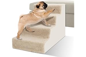 ZVONEMA ZNM Schody dla psa, 4 stopnie schodów dla zwierząt domowych, dla kotów i psów, zdejmowane schody dla kotów, z poszewką pluszową, nadają się do prania, gumowe nakładki i linka do gryzienia