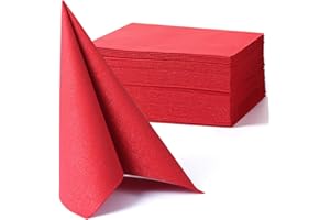 MORGIANA 50PCS Red Napkins Linen Feel Paper Napkins, Chirstmas Napkins for Wedding Party Christmas 40 x 40cm