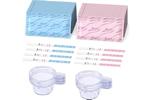 Easy@Home Ägglossnings- & graviditetstest-kit: 25 ägglossningstest, 10 graviditetstest & 35 stora urinprovsmuggar - drivs av appen Premom Ovulation