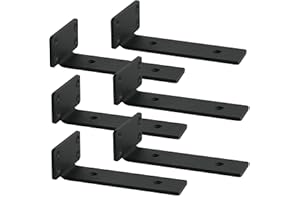 ITHKFU Soporte estanteria pared,Escuadras, Soporte Baldas Pared Industrial, Escuadras metalicas negro ,L soporte baldas pared(5mm de grosor),20cm,6 piezas