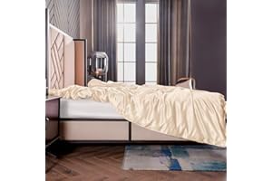 ‎THXSILK THXSILK Seide Bettbezug, Seide Tröster Cover, Seidenbettwäsche, 100% 19 Momme Bestnote Maulbeerseide Bettwäsche - Champagner 140 x 200cm