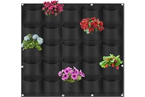 Hillylolly Sac à Plantes Mural, 25 Poches Sacs de Culture Muraux, 100 x 100 cm, Sac de Plantation Suspendu Pot de Fleurs Mural Extérieur, Sac à Plantes Mural en Feutre Vertical