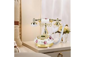 Vintage Landline Phone Retro Phone Antique Telephone, with Phone Line Push Button Old Fashioned Landline Telephone with LCD Display Ceramic Corded Telephones for Home Office Cafe Bar Hotel