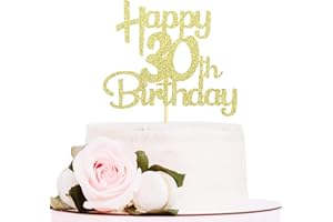 Sotpot Gold Glitter 30 Cake Topper, 30th Birthday Cake Decorations for Birthday Party Anniversary Party Supplies