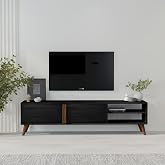 Benoit Cabinet, TV Stand with Shelf, Living Room TV Unit, Wooden Black