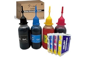F-INK Kit di ricarica inchiostro ricaricabile compatibile Per Epson T1295, lavorare con BX535WD BX625FWD BX630FW BX635FWD WF-7015 WF-7515 WF-7525 WF-3520DWF WF-3010DW WF-3540DTWF WF-3530DTWF stampanti
