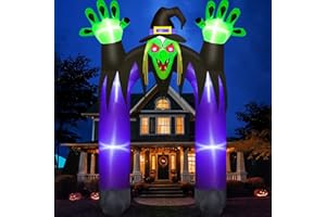 Danxilu 10 Piedi Gigante Gonfiabili Halloween per Esterni Arco della Strega, Arco Gonfiabile Halloween Esterno con Luci LED Integrate per Cortile Prato Giardino Feste Vacanza Decorazione