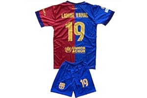 Qycksouth Lamine Yamal Barcelona nr 19 dziecięca koszulka piłkarska, koszulka piłkarska na sezon 2024, koszulka sportowa, koszulka treningowa, koszulka piłkarska dla dzieci, z szortami, piłka nożna
