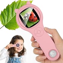 Vankarr Microscope De Poche 500X Pour Enfants - Écran IPS 2.0 - Jouet Éducatif Science - Blanc
