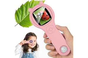 Microscopio para niños, Vankarr microscopio de Mano 500X con Pantalla IPS 2,0", Juguete Educativo de Bolsillo para el Mundo microscópico, para Ciencia, cumpleaños y Navidad, Rosa