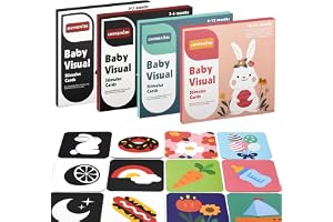 SHENSAIGO Set med 64 kontrasterande kort för spädbarn från 0 till 36 månader, färgglada sensoriska leksaker, svart och vitt, lärkort för visuell stimulering och hjärnutveckling
