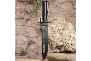 TS Tactical Store Cuchillo de Supervivencia KING 1 | Hoja de 21 cm | Cuchillo Outdoor y Supervivencia “KING 1” BLACK 220 | 32101