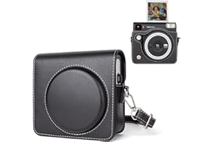 HIYQIN Etui ochronne kompatybilne z aparatem Fuji Instax Square SQ40 Instant Camera, klasyczna czerń, Skórzane etui do aparatu Fuji Square Sq40