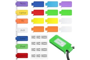 Summerbrite 12Pcs Cable Labels with NFC Tags NTAG 213 Cable Tags Self Adhesive Cable Markers Reusable Cable Label Tag for Cable Management and Identification(Rectangle)