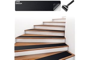 Acboor 10 x 61 cm Escaleras Matten, 15 escaleras Alfombras para Suelo Antideslizante Autoadhesivas Tiras Antideslizantes Negro