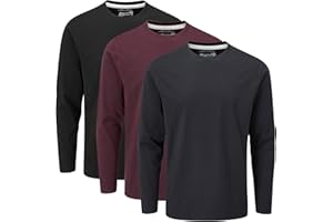 Charles Wilson Paquete de 3 Camisetas de Manga Larga Lisa con Cuello Redondo