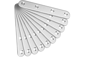 10 Pezzi Staffe Dritte (100 x 16 x 2mm), Bolatus Piastre di Riparazione in Acciaio Inossidabile Piastre di Collegamento Staffe Dritte Piatte con Fori Piastre di Giunzione in Metallo per Legno