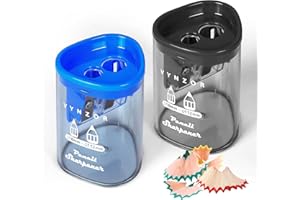 VYNZOR 2 PCs Pencil Sharperner with Container Dual Holes (8mm, 12mm)- Handheld,Durable Pencil Sharpners,for Kids, Adults,School, Home and Office - Triangular