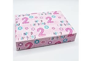 PARTY ANGELS 2 Sheets 2nd Birthday Girl Wrapping Paper Age 2 Cute Birthday Giftwrap Female PINK (PA)
