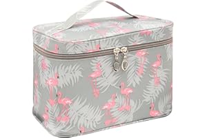 ROMCADE Makeup Bag Large Capacity Girls Cosmetic Bag Waterproof Multifunctional Travel Bags Ladies Storage Bag Oxford Cloth Make Up Bag Zipper Bag Travel Essentials Wash Bag for Women (Grey-Bird)