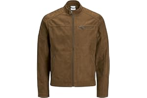 Kurtka mêska JACK & JONES Kurtka ze skóry sztucznej Biker Blouson Bomberjacke JJEROCKY Design Coat Kurtka wiosenna