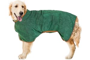 Pejoye Accappatoio per Cani, Asciugamano per Cani con Cinturino Regolabile Cappotto di Accappatoio per Cani Accappatoio Che Assorbe L'umidità con Nastro Magico