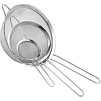 AEX Fine Wire Mesh Kitchen Sieve Set Stainless Steel Food Strainer & Flour Sieve for Baking Sifter Sifter | Pack of 3 | Sive 