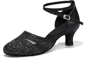 HIPPOSEUS Zapatos de Baile Latino Mujer 5 cm Lentejuelas de Salón Cerrados Salsa y Bachata Tango Calzado para Bailar