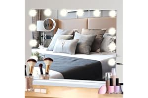 onesaimei Hollywood Vanity Mirror with 14 LED Dimmable Bulbs, Makeup Cosmetic Mirror with Lights, Lighted Vanity Dressing Table Mirror with USB Charging, Touch Screen Tabletop Mirror, 50CM x 42CM