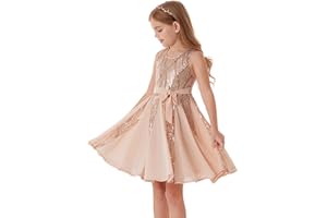 GRACE KARIN Dziewczęca błyszcząca sukienka księżniczki z cekinami, sukienka na przyjęcie urodzinowe, letnia sukienka dla dziewczynki z kwiatami na specjalne okazje, strój festiwalowy 5-12 lat