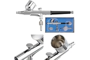 APSTOUR Airbrush Kit, Airbrush Gun Dual Action Gravity Feed Set, 0.3mm Needles, 7CC Fluid Cup, Multi-Purpose Air Brush Makeup Model Coloring Painting Nail Art Tattoo