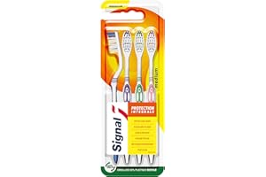 SIGNAL - Brosse à Dents Protection Intégrale - Brosse 100% recyclable fabriquée avec 80% de plastique recyclé - Medium (lot de 4 brosses à dents)