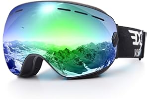 EXP VISION - Occhiali da sci e da snowboard per uomo e donna, 100% protezione per UV400, anti appannamento sulle lenti, con vetro sferico rimovibile