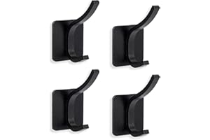 EXGOX Self Adhesive Hooks 4 Packs Towel Hooks Self Adhesive Door Hooks Aluminum Alloy Sticky Hooks for Hanging in Bathroom Kitchen Bedroom Office, No Drill Glue Needed