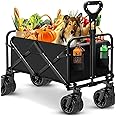 150 kg Collapsible Folding Wagon,Portable Large Wagon Trolley cart, Bearing Large Capacity Beach Garden Shopping Carts & Stroller Wagon, Utility Adjustable Handle Outdoor Camping with Big Wheels