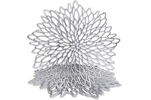 wiipara 6er Set Runde PVC Platzsets Tischsets Abwaschbar, Abgrifffeste Hitzebeständig Platzdeckchen Tischset Weihnachten Dekorative Platzteller Platzset Silber für Hause Hochzeit Hotel(Ø 38cm, Silber)