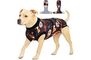 PetWarm Recovery Suit for Male Dogs Neutered, Surgery Suit for Dogs, Professional Pet Recovery Shirt Dog Abdominal Wounds Bandages Female Male Dog Onesie for Spay Neuter, Zoo Pattern, Black Brown, XL